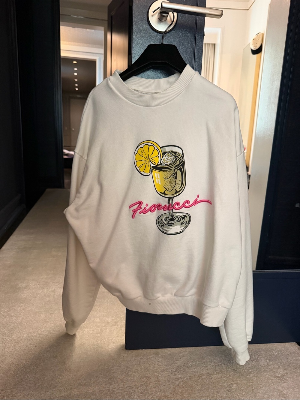 Fiorucci Cream Crewneck with Yellow Lemon & Pink Script